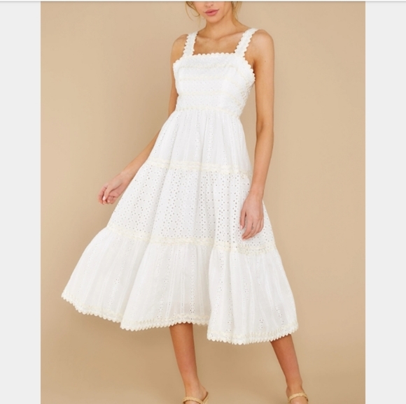 Champagne & Strawberry Dresses & Skirts - Champagne & Strawberry white eyelet midi dress